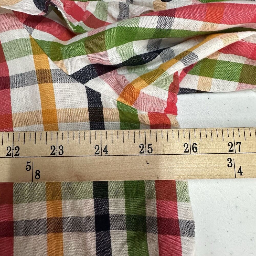 Crown & Ivy Top Size 2X Plaid Colorful Vibrant Ruffle Cotton Long Sleeve - Picture 7 of 8